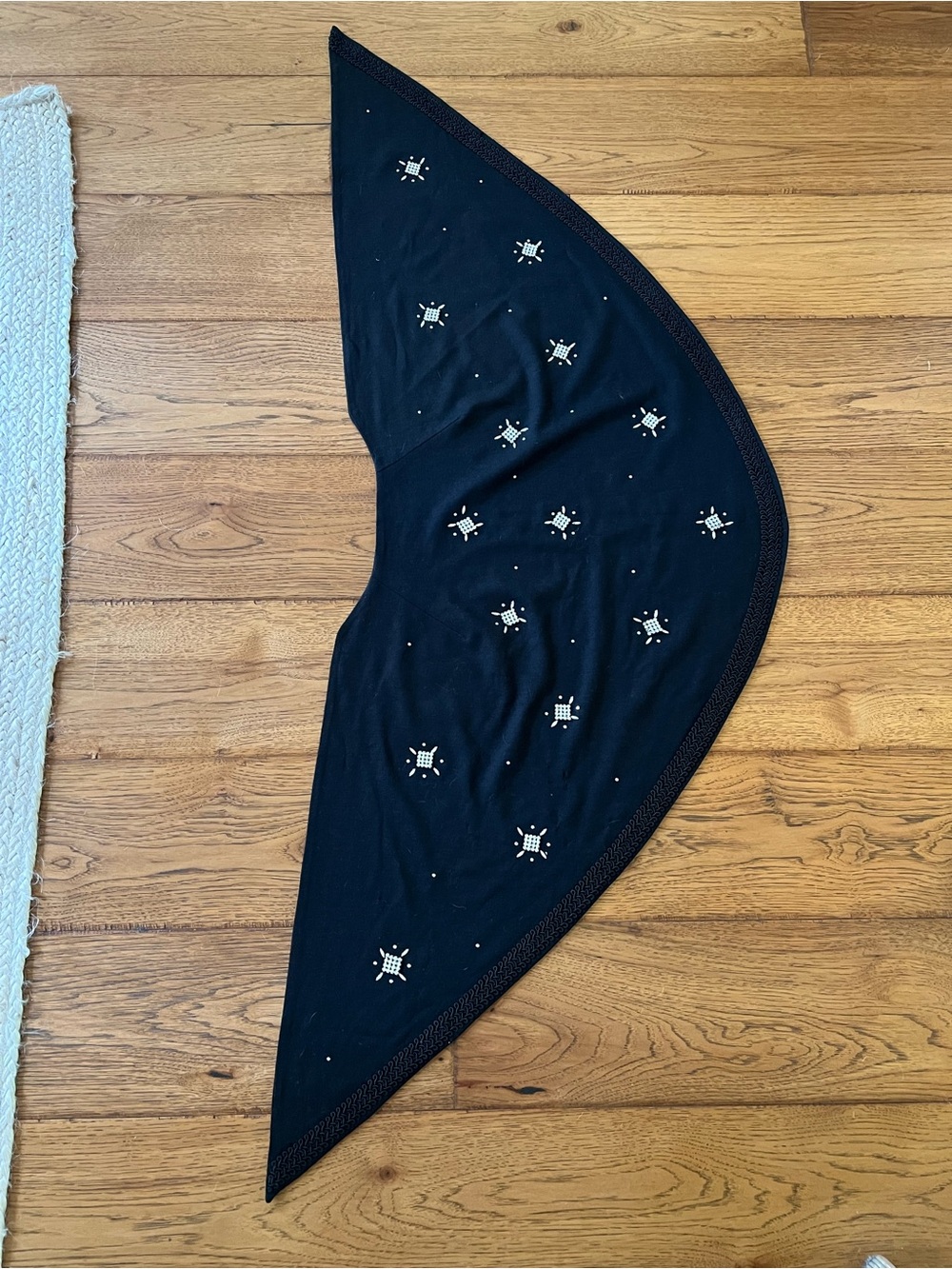 Vintage Black Rhinestone Embellished Crescent Shawl/Skirt